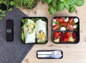 Caesar Salad Wraps featuring the Monbento Square Lunch Box