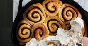 How to Bake Gingerbread Cinnamon Rolls in a Cast Iron Skillet