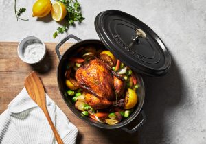 Roast Chicken With Potatoes And Brussels Sprouts